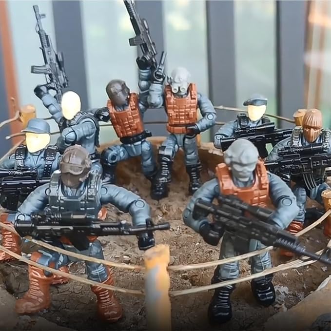 8 PCS Building Block City Policeman Action Mini-Figures with Multiple Military Weapons Accessories SWAT Model Equipment Assembly Building Toys Party Favors Gift for Boys