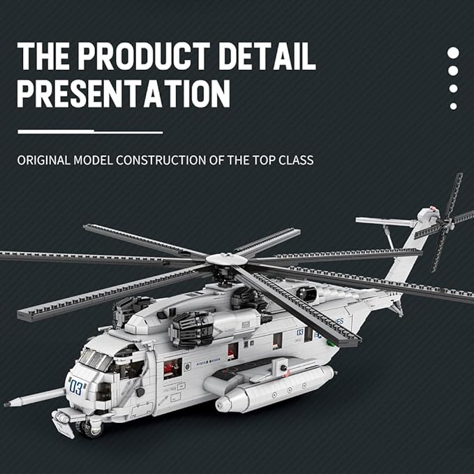 MISINI 33037 CH-53E Super Stallion Transport Helicopter Building Blocks Set, 2192 PCS Airplane Model Building Kits, Educational Toys Gifts for Kid and Adult