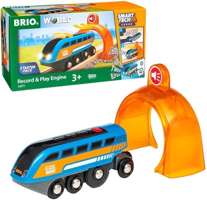 BRIO 33971 Smart Tech Sound Record & Play Engine - Interactive Wooden Toy Train for Kids | Perfect for Age 3 and Up | Enhances Motor Skills