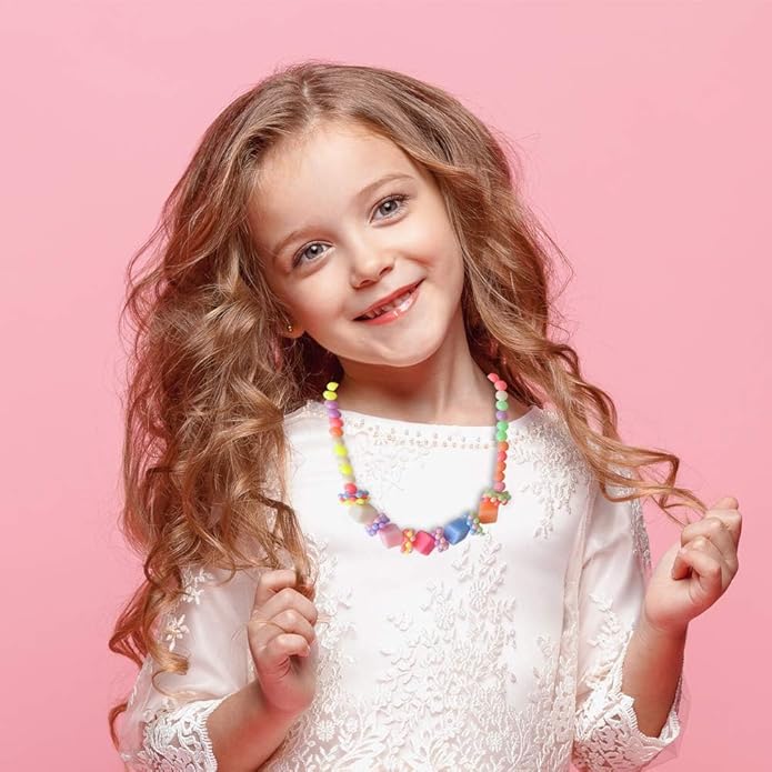 ONESING 22 Pcs Toddler Costume Jewelry Gift Princess Necklace Bracelet Set Girls Play Jewelry Kit Necklace Bracelet for Kids Play Dress Up