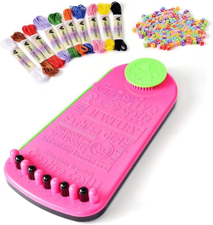 Lreyrous Kids DIY Hand Rope Weaving Kit Personalized Fashion with Braider 4PCS Friendship Bracelet Kit Birthday Gift Holiday Gift Suitable for Children Over 6 Years Old