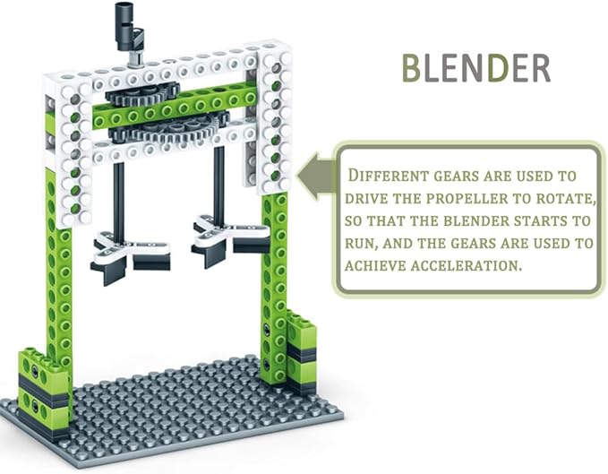 STEM Mechanics Gears Construction Kit 13 Models in 1, Motion Essential Set, Ferris Wheel/Merry-go-Round/Seesaw/Crane/Windmill Engineering Science Education Building Kit
