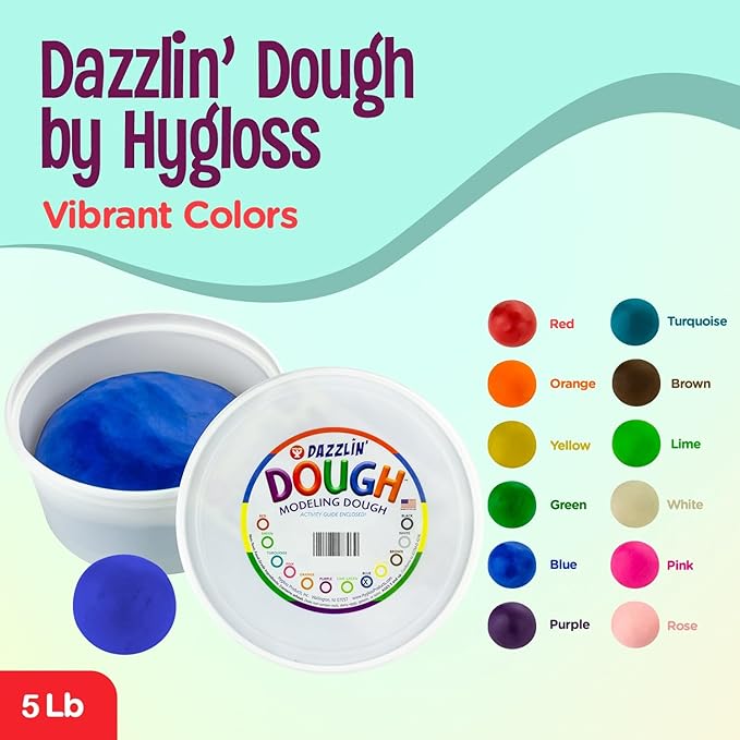 Hygloss Play Modeling Dough - Green Dough Unscented - Safe & Non-Toxic for Kids Arts & Crafts - Party Favors - Classroom Supplies - 5lb