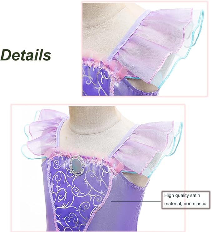 Little Girls Princess Mermaid Costume for Girls Dress Up with Accessory for Christmas Birthday Party Supplies Blue-Pink