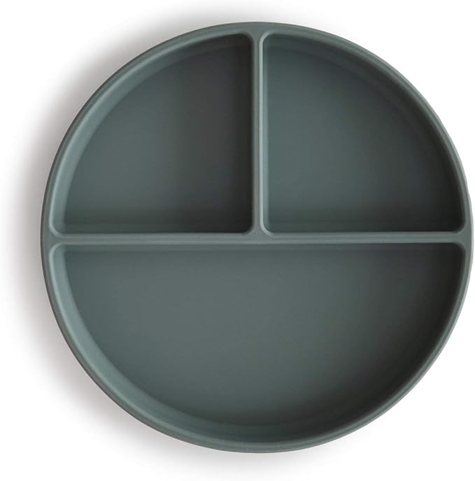 mushie Silicone Suction Plate | BPA-Free Non-Slip Design (Dried Thyme)