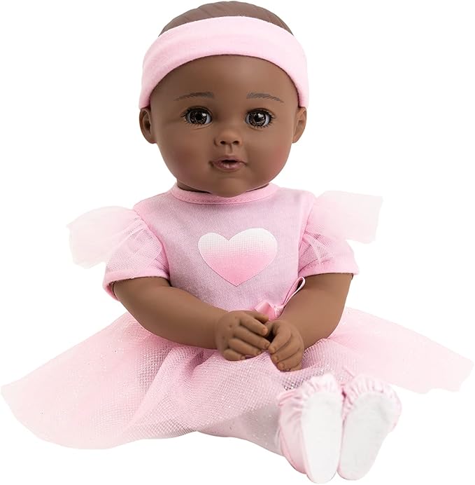 ADORA Enchanting Baby Ballerina Collection, 13-inch African-American Baby Doll Set with Pink Dress, Headband and Ballerina Shoes for Nurturing Pretend Play - Juliet