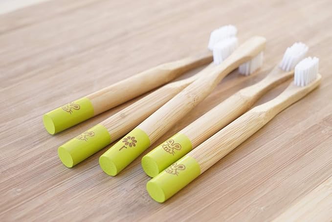 Rain Organic Bamboo Baby Kids Toothbrush - 100% Safe Infant Toddler Toothbrush 6 to 12 Months and Up, Natural BPA-Free Biodegradable Wood Toothbrush Extra Soft Bristles Children's Dental Care (3 Pack)