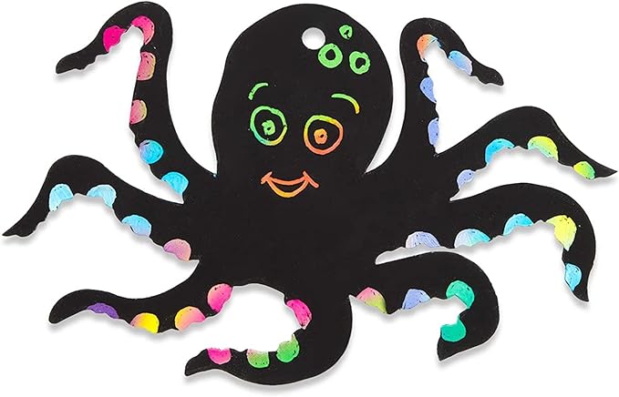 Bright Creations Rainbow Scratch Paper, Ocean Sea Animal Ornaments (50 Pack)