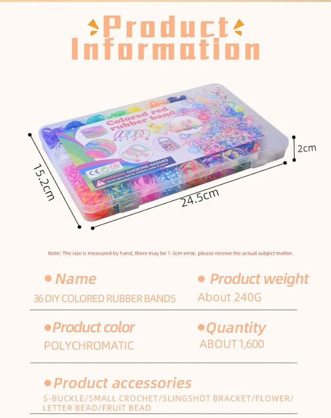 ROYWOO Rubber Bands for Bracelet,Premium Rubber Bands for Bracelet Making Kit DIY,Band Bracelet Mega Refill Kit Girls Gift,Colorful Jewelry Making Kit,Rubber Bands Refill Kit