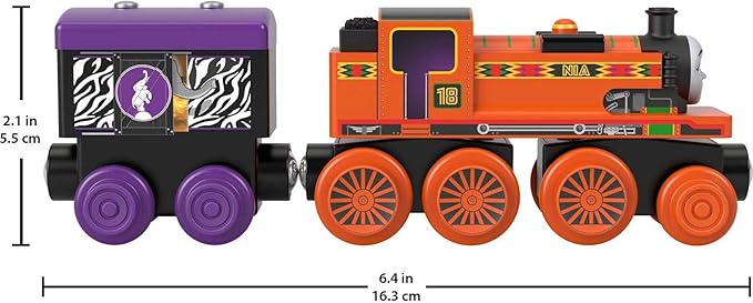 Thomas & Friends Wooden Railway Toy Train Nia Push-Along Wood Engine & Cargo Car for Toddlers & Preschool Kids Ages 2+ Years (Amazon Exclusive)