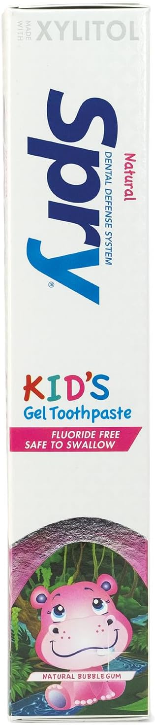Spry Xylitol Toothpaste for Kids 5oz. Fluoride Free Toothpaste, Teeth Whitening Kids Toothpaste with Xylitol, Natural Breath Freshening, Mouth Moisturizing Ingredients, Bubble Gum (Pack of 1)