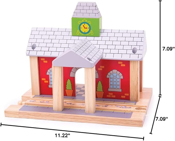 Bigjigs Rail Wooden Railway Station, Wooden Toys, Wooden Train Set, Train Set, Bigjigs Train Accessories, Wooden Train Track Accessories, Train Toys, Wooden Toys for 3 Year Olds