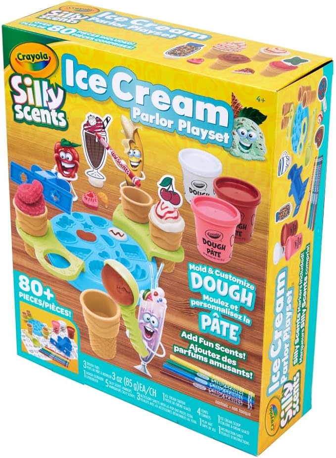 Crayola Silly Scents Ice Cream Toy, Kids Modeling Dough, Play Food Toy with Scented Markers, Gifts 4+
