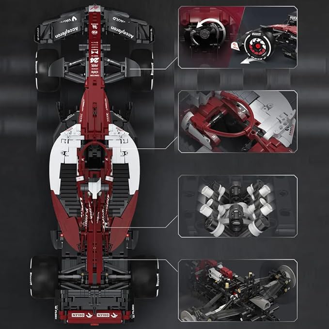 CaDA C64005w Alfa Romeo F1 Race Car C42 Building Blocks Set, 1868 PCS 1: 8 MOC Creative Building Blocks, Excellent Racer Model and Collection STEM Gift for 8+ Kids Teens and Adults