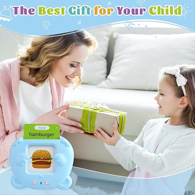 RT&BS Talking Flash Cards for Toddlers, Montessori Toys Flash Cards, Speech Therapy Toys, Gift for Kids Children, 510 Sight Words Blue