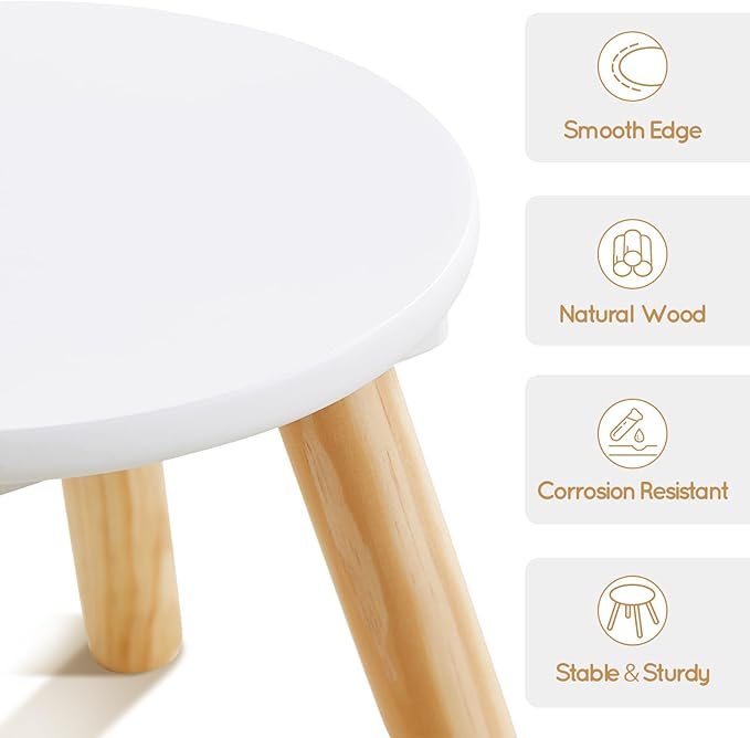 Beright Wooden Step Stool for Kids, Children's Stool Perfect Matched Sensory Table, 9 Inch Sturdy Sitting Stool with Assembled Four-Legged, 1 Pack