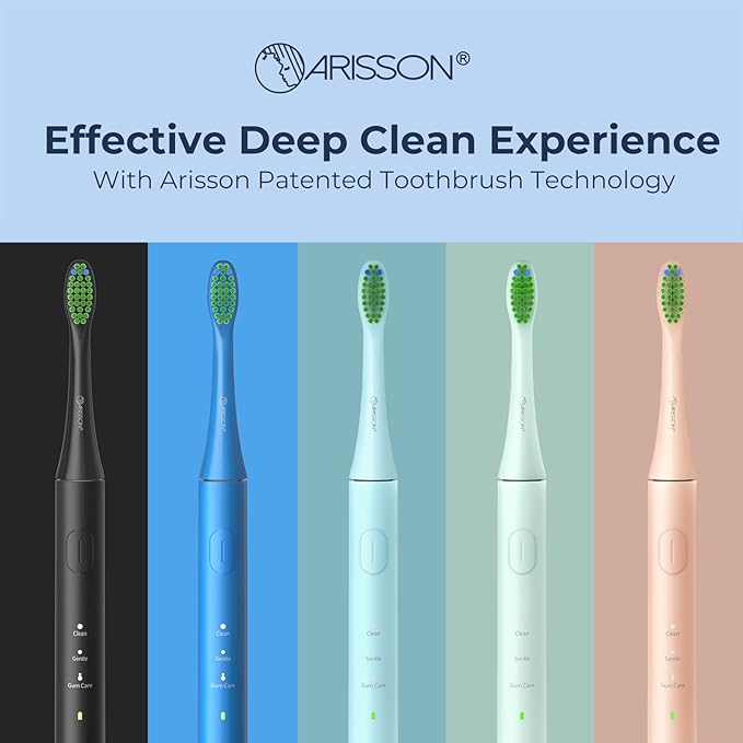 ARISSON Sonic Electric Toothbrush for Adults and Kids, 40,000 VPM Power Toothbrush, 1.5H Fast Charge Ultrasonic Electric Toothbrushes with 2 Minutes Smart Timer, 1.6 Oz Travel Toothbrush, New Corn