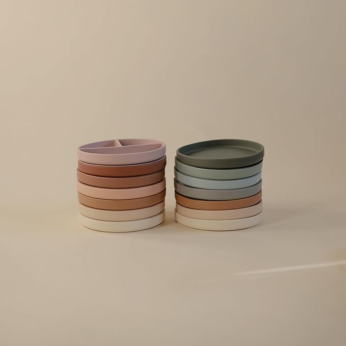 mushie Classic Silicone Suction Plate | BPA-Free Non-Slip Design (Cambridge Blue)