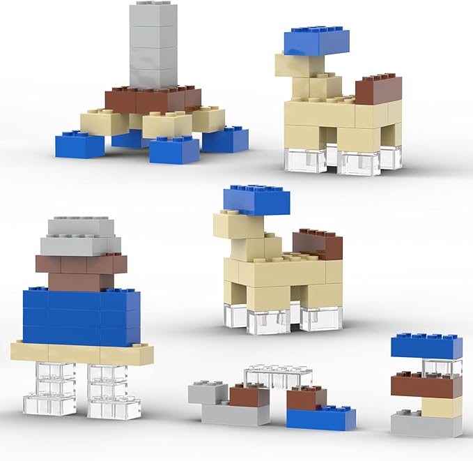 300 Pcs Classic Building Bricks, Fully Transparent Bulk Bricks,Compatible with Major Brands Parts and Pieces, Creative Building Block Toys for Boys Girls Ages 6 7 8 9 10 Year Old
