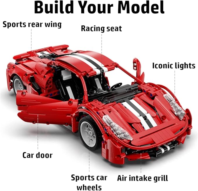 WISEPLAY Car Building Kits for Adults and Kids - Collectible Car Models Kits to Build for Adults and Kids -Technic Set 1:12 Scale 1126 Pieces - Great Birthday Gift for Adults, Teenagers and Kids