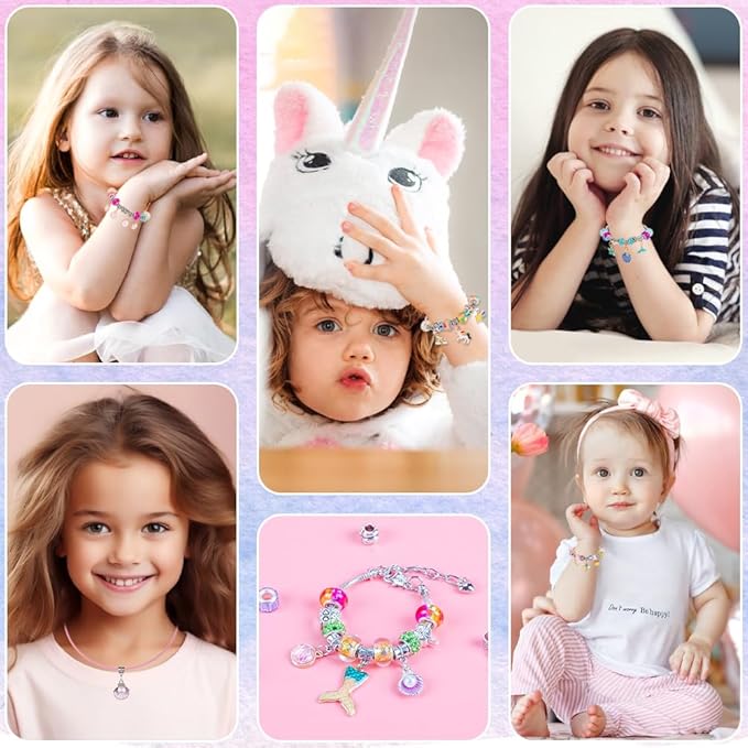 Sofier Charm Bracelet Making Kit for Girls Jewelry Box Jewelry Making Kit Gifts for Girls 4-12 DIY Craft Toys Birthday Christmas