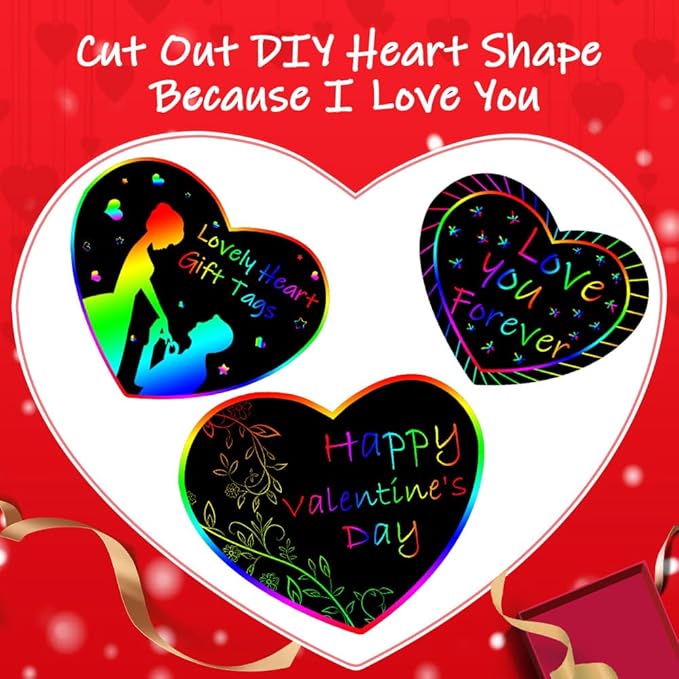 ZMLM Arts Crafts Gifts for Kids: 60PCS Rainbow Scratch Paper Art for Girls and Boys Ages 4-8 8-12 Craft Supplies Kit, Easter Basket Stuffers for Kid Toys Games Activities Valentines Day Gift (Pink)