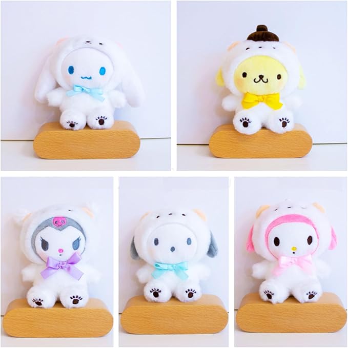 Cartoon Kawaii White Bear Cross-Dressing Series Plush,Soft Plush Doll Cute Soft Toys, Plush Pillow Stuffed Animals Toy Birthday Gifts for Girls Kids (WhiteBear-D-8in)
