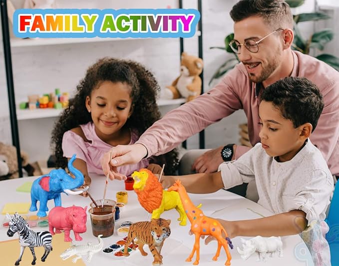 Yileqi Safari Animal Painting Kit for Kids Crafts and Arts Set, Jumbo Jungle Animal Toy Art and Crafts for Boys Girls Age 4 5 6 7 8 Years Old, DIY Paint for Kid Activities Birthday Gift