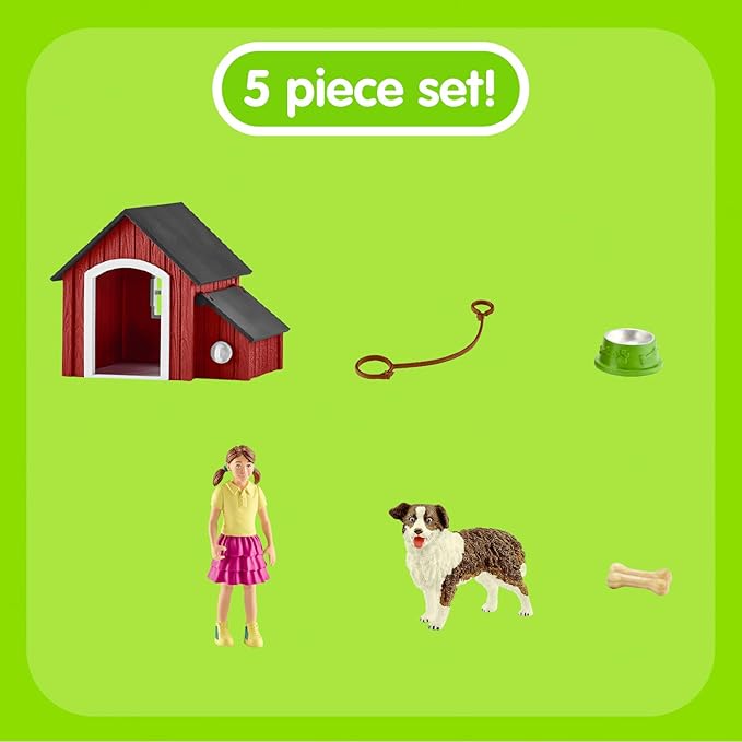 Schleich Farm World, Animal Toys for Kids, Kennel with Dog Toy and House 5-Piece Set, Ages 3+