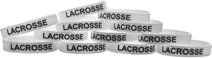 Novel Merk 12-Piece Lacrosse White Party Favor & School Carnival Prize Sports Silicone Wristband Bracelet