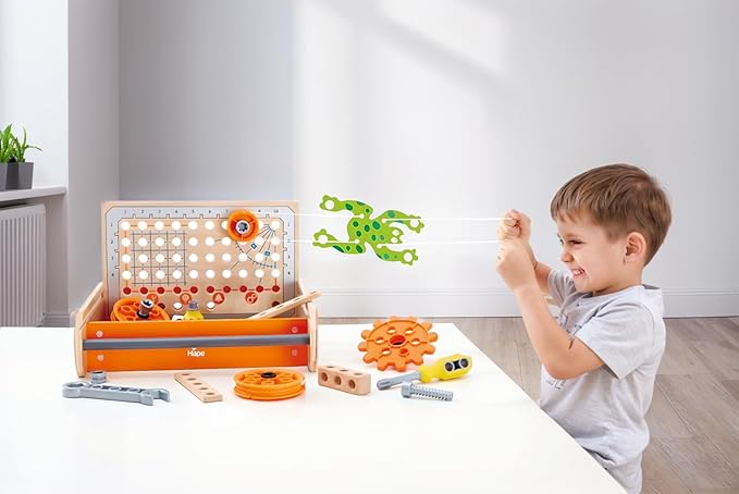 Hape Science Experiment Toolbox | Colorful Wooden 32 Experiment Kit, Fun Educational Science Kids Toy Set & Know-How Instruction App