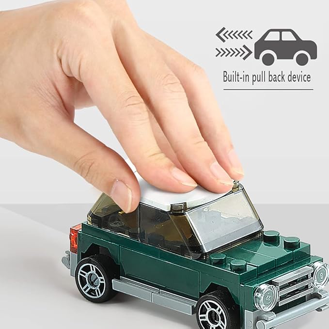 Pull Back Car Building Blocks Sets, Pull and Go Bus Model, 3D Assembly Vehicles for Boys and Girls Building Block Car Toys Party Favor for Kids Age 6 7 8 9 10, 407 Pieces