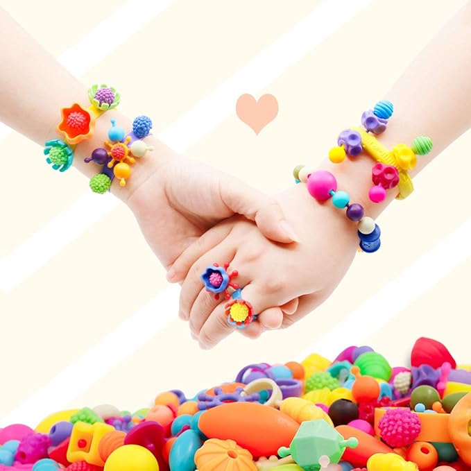 VERTOY Girls Toys Pop Beads Jewelry Making Kit for Toddlers - Arts and Crafts Kit for Girls Age 3 4 5 6 7 8 Year Old, Necklace Bracelet and Ring Creativity Snap Set, Best Children Birthday Gift