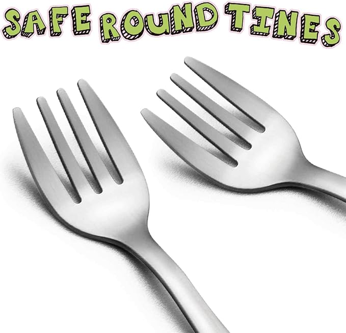 TeamFar Toddler Fork, Stainless Steel Toddler Utensils Forks Set of 6, Non Toxic & Healthy, Cute Animals & Attached Travel Case - Dishwasher Safe