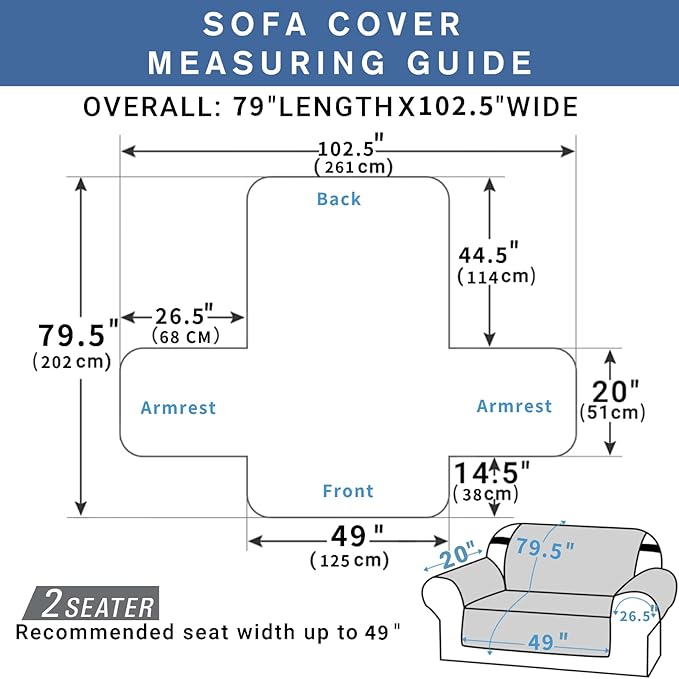 XINEAGE Loveseat Sofa Cover Waterproof Couch Covers for 2 Cushion Couch, Soft Washable Slipcover with Pockets & Non-Slip Elastic Straps, Thick Furniture Protector (Loveseat, Khaki)