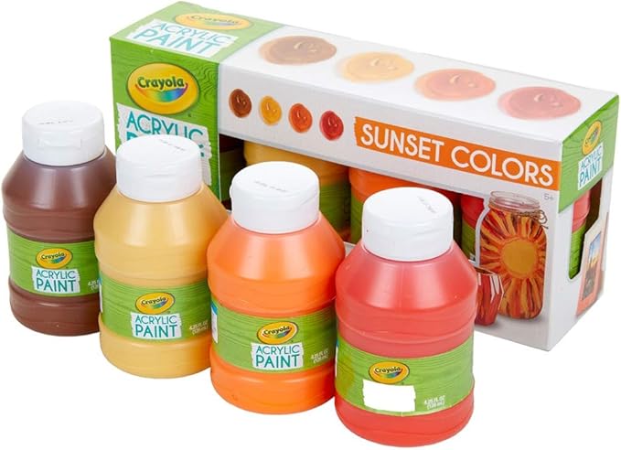 Crayola Paint Set in Sunset Colors, Multi-Surface Craft Paints, Painting Supplies, 4 Count