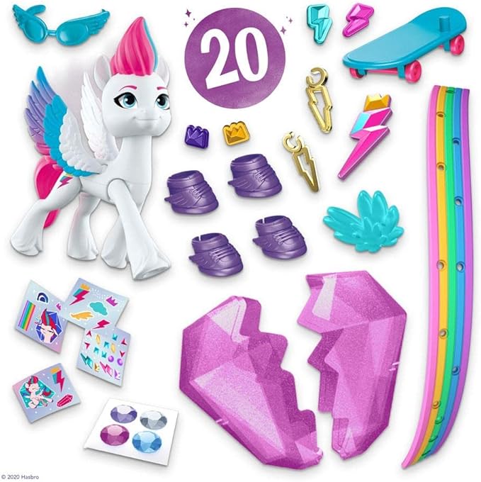 My Little Pony: A New Generation Movie Crystal Adventure Zipp Storm - 3-Inch White Pony Toy with Surprise Accessories, Friendship Bracelet
