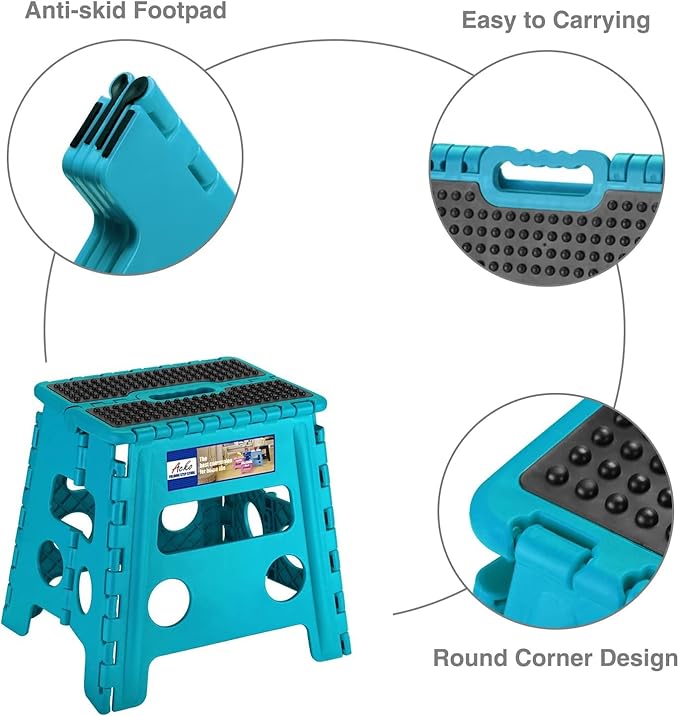 ACKO Folding Step Stool - 13" Premium Heavy Duty Foldable Stool for Adults, Kitchen Garden Bathroom Stepping Stool (10 Pack)