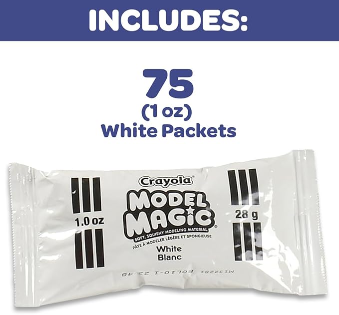 Crayola Model Magic - White (75ct), 1oz Modeling Clay Alternative, Air Dry Clay for Kids, Bulk Classroom Arts & Crafts Supplies