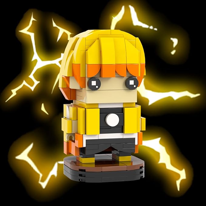 MOOXI-MOC Anime Brick Mini Headz Zenitsu Building Set,Creative Cute Building Blocks Children Kits,Gifts for Kids(216pcs)