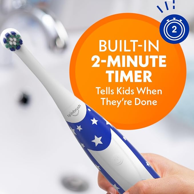 Spinbrush Kids Electric Toothbrush, Glow in The Dark, Battery-Powered