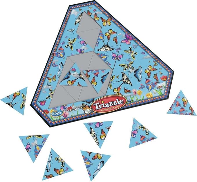 Think Fun Triazzle Picture-Matching Brainteaser - Engaging Brain Puzzle for Kids & Adults | Award-Winning Game | Enhances Memory & Problem-Solving Skills | Butterflies Edition