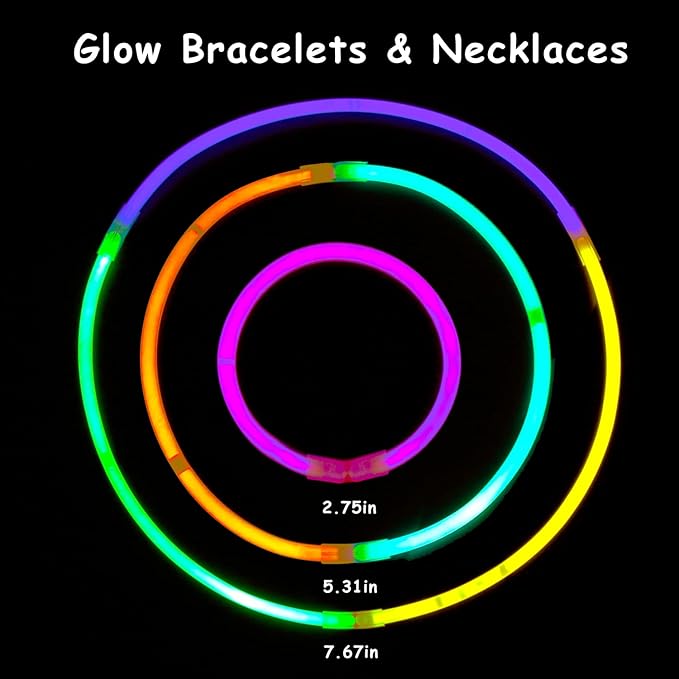LOMIMOS Glow Sticks Party Pack,100 Glow Sticks(8") 20 Eye Glasses Glow in The Dark Party Supplies with Connectors for Bracelets Necklaces Kids