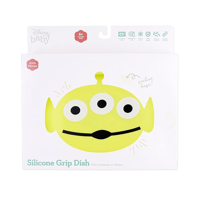 Bumkins Disney Toddler and Baby Suction Plate, Grip Dish for Babies and Kids, Baby Led Weaning, Feeding Supplies, Sticks to Tables and Highchairs, Platinum Silicone, for Children 6 Months, Toy Story