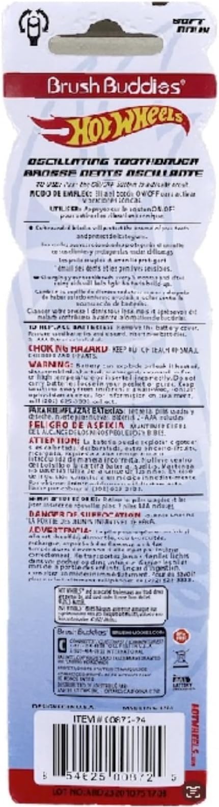 Brush Buddies Hot Wheels Electric Toothbrush, Kids Electric Toothbrushes, Battery Toothbrush, Toddler Electric Toothbrush for Kids 4-7