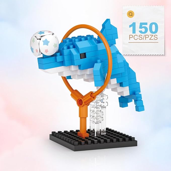 Aetheria Mini Blocks Dolphin Building Animal Set 150 Pieces Creative Home Decor Building Toy Bricks for Kids or Adult Advent Calendar 2024