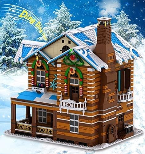 General Jim's Winter Theme Christmas City Building Blocks Set - Musical Christmas Bricks House with Lights - Great Family Build or for Teens and Adults