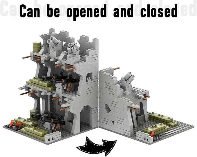 WW2 Military Base Bunker Trench Building Blocks, Compatible with Lego Military Base Sets, Army Toy with Cannon, Military Bunker, Gift for Kid 8 9 10 11 12 13 14 Years Old