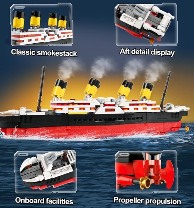 JOJO&Peach Titanic Stem Toys, 2 in 1 Titanic Model & Transform Robot Building Kit, Collectible Display Model Set, Stem Projects Toys Gifts for Kids Age 8+ and Adults (550 Pieces)