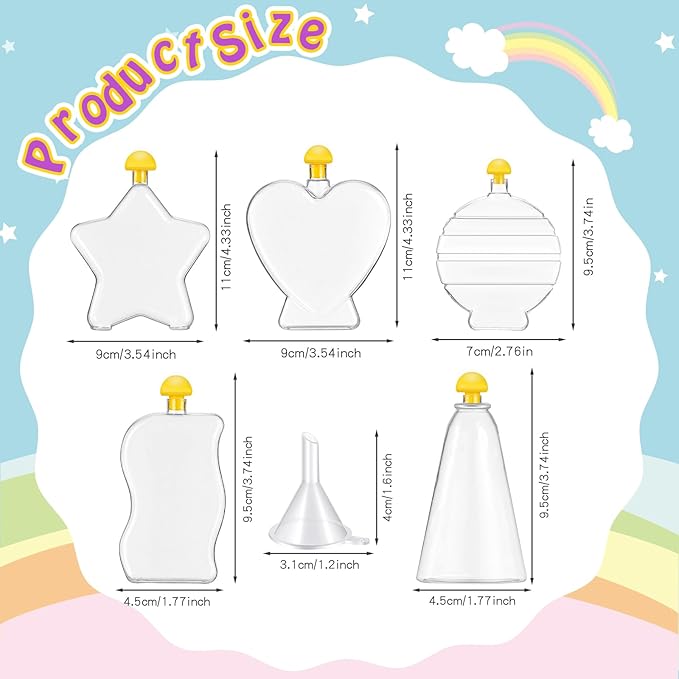 Liliful Sand Art Bottles for Kids, Sand Art Plastic Crafts Kit Bulk Arts Crafts Kit, Include Clear Sand Art Bottles with Funnel for Boys Girls DIY Sand Arts Crafts Party (20 Pcs)